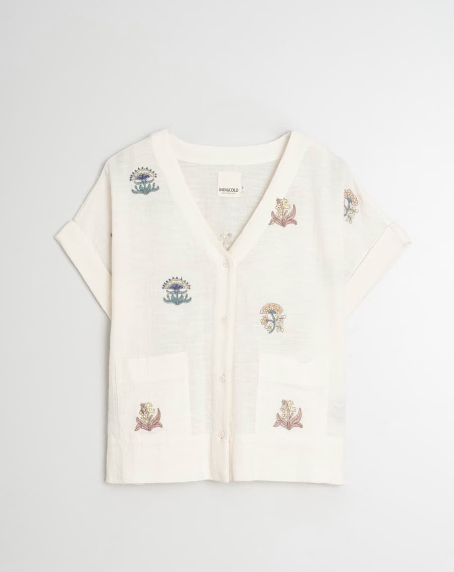 Blusa Indi & Cold 237  bordada manga corta cruda - Imagen 6