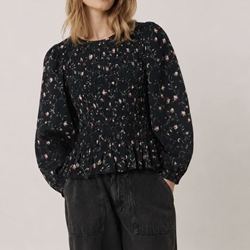 BLUSA IndI & Cold AD102 SMOCK ESTAMPADO FLORAL Navy salvia - Imagen 1
