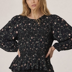 BLUSA IndI & Cold AD102 SMOCK ESTAMPADO FLORAL Navy salvia - Imagen 2