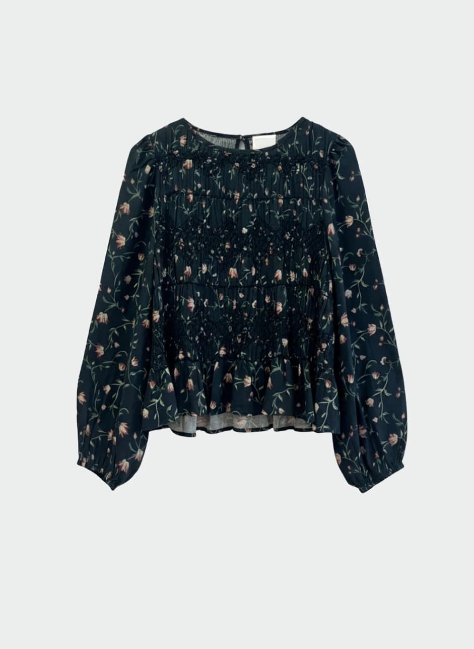 BLUSA IndI & Cold AD102 SMOCK ESTAMPADO FLORAL Navy salvia - Imagen 4