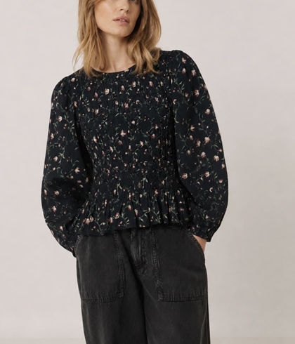 BLUSA IndI & Cold AD102 SMOCK ESTAMPADO FLORAL Navy - Imagen 1