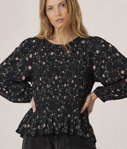 BLUSA IndI & Cold AD102 SMOCK ESTAMPADO FLORAL Navy - Imagen 2
