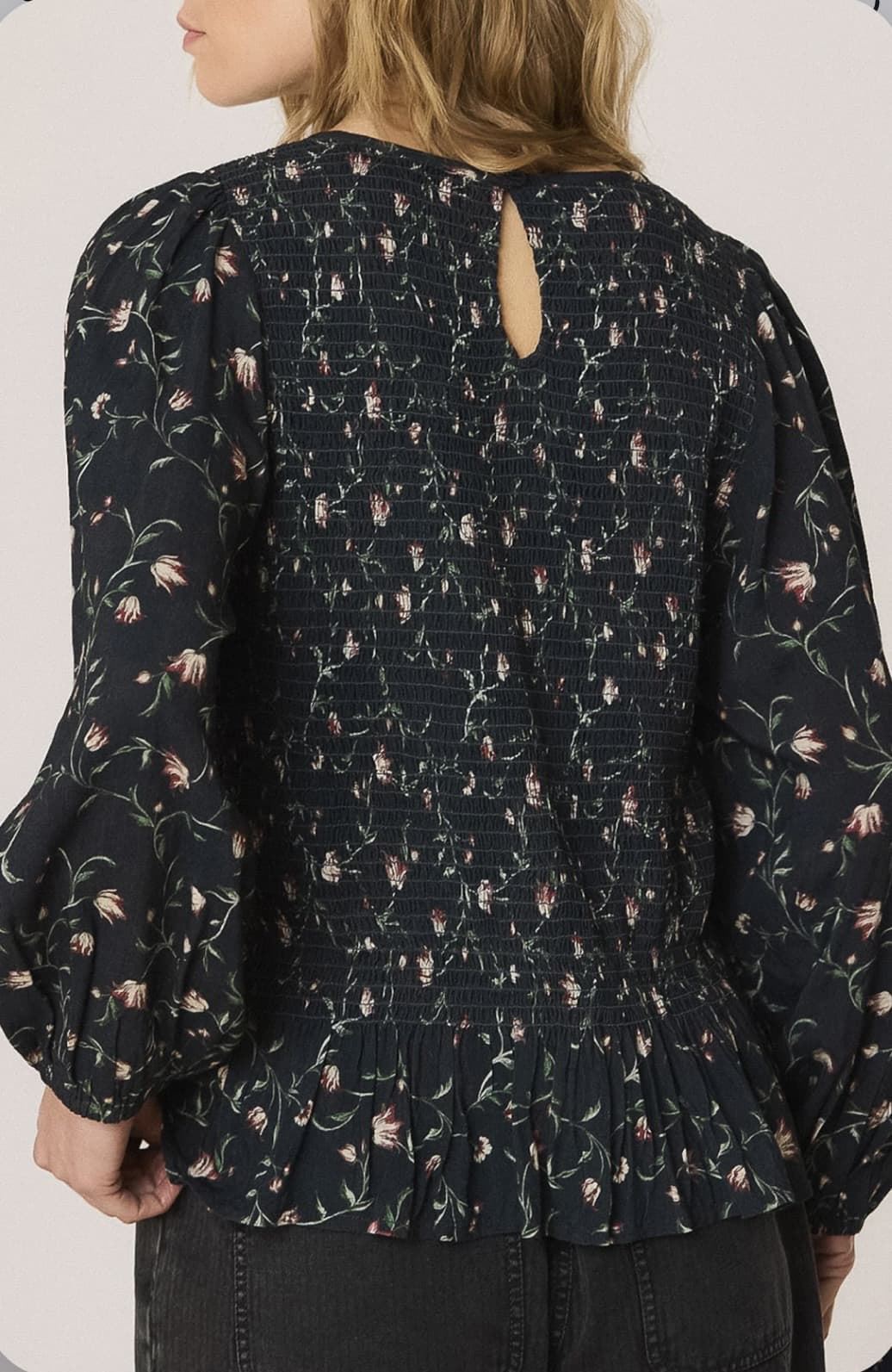 BLUSA IndI & Cold AD102 SMOCK ESTAMPADO FLORAL Navy - Imagen 3