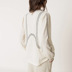 Blusa Indi & Cold AD186 bordado étnico cruda manga larga - Imagen 2