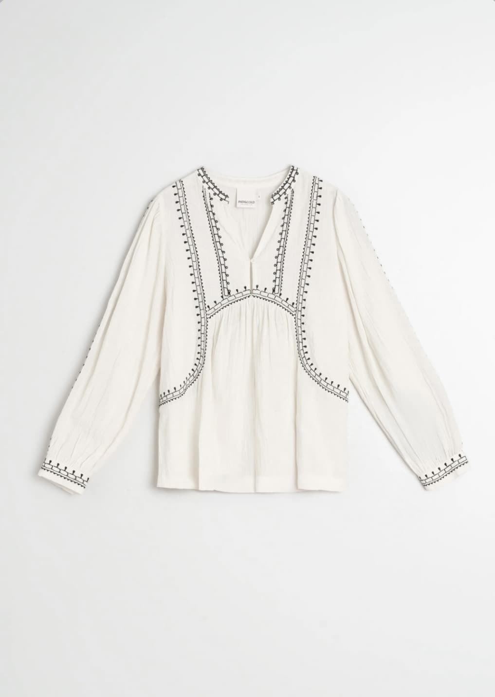 Blusa Indi & Cold AD186 bordado étnico cruda manga larga - Imagen 5