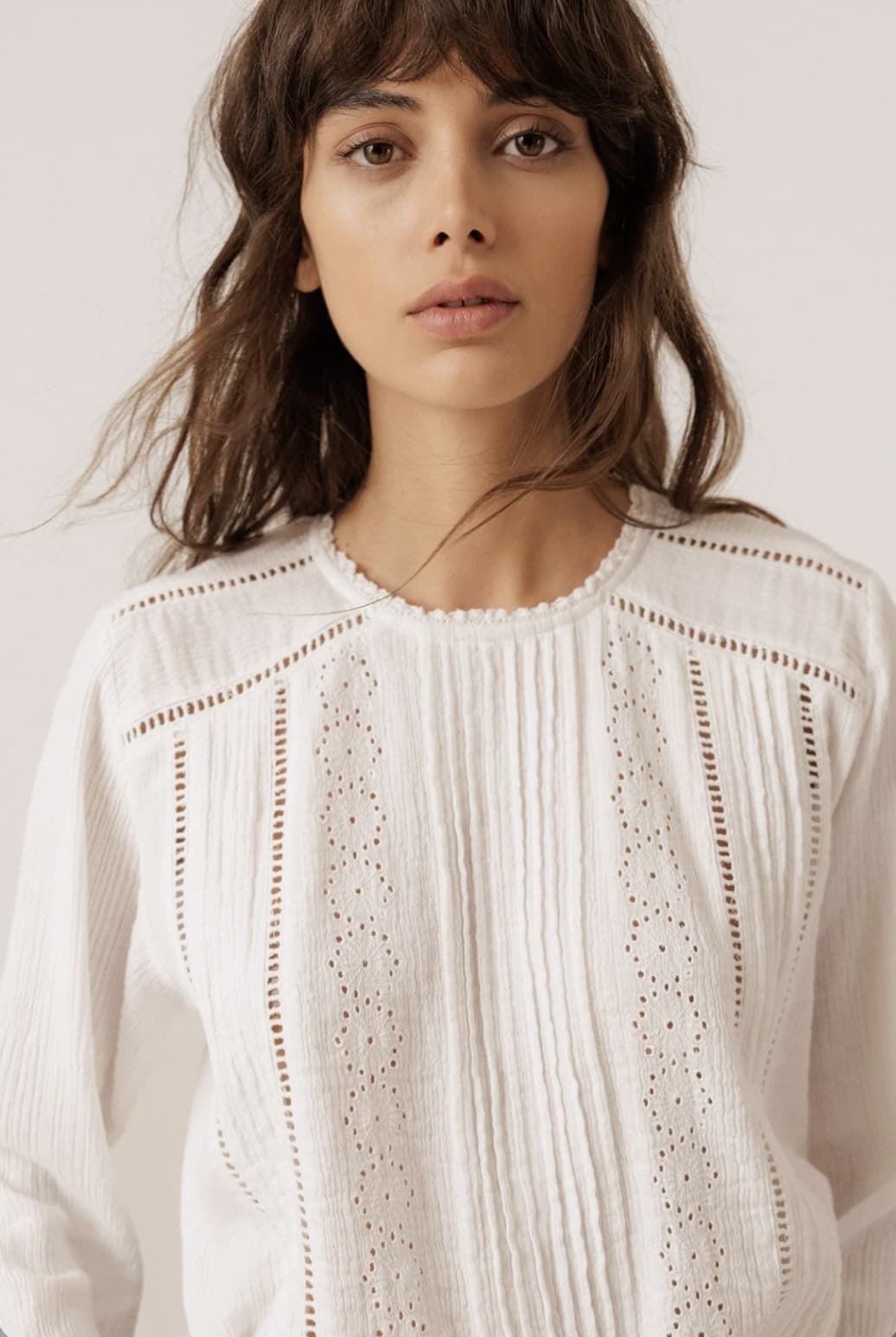 BLUSA Indi & Cold BK161 romántica doble gasa Blanca - Imagen 1
