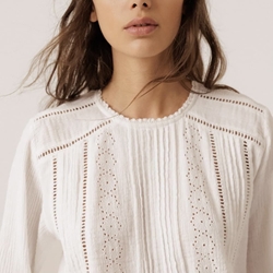 BLUSA Indi & Cold BK161 romántica doble gasa Blanca - Imagen 1