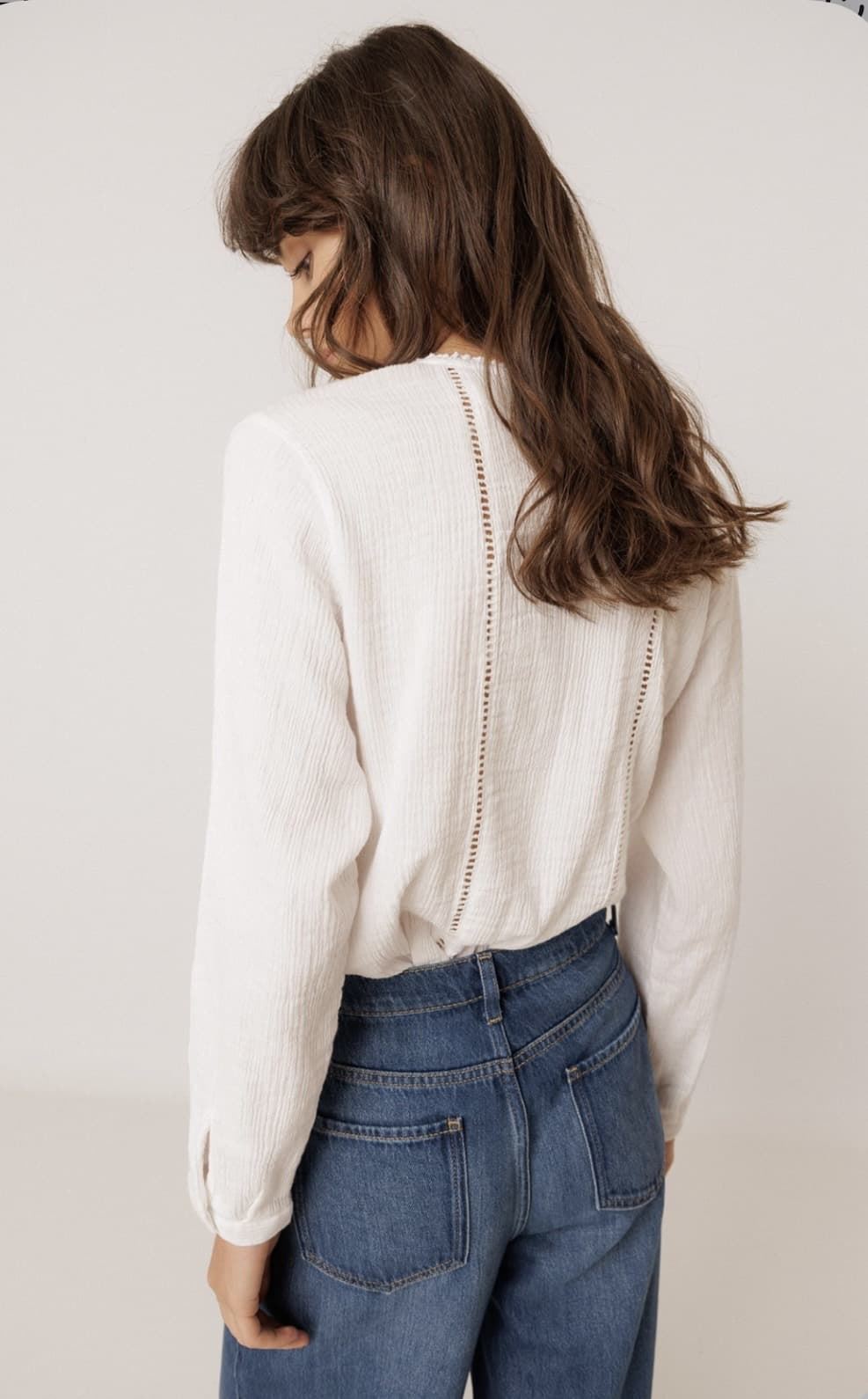BLUSA Indi & Cold BK161 romántica doble gasa Blanca - Imagen 3