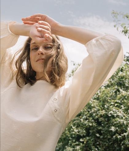 Blusa Indi & Cold bordada romántica BK876 Crudo - Imagen 1