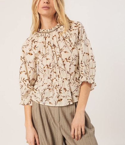 Blusa Indi & Cold engomada algodón BK160 105 marrón - Imagen 1