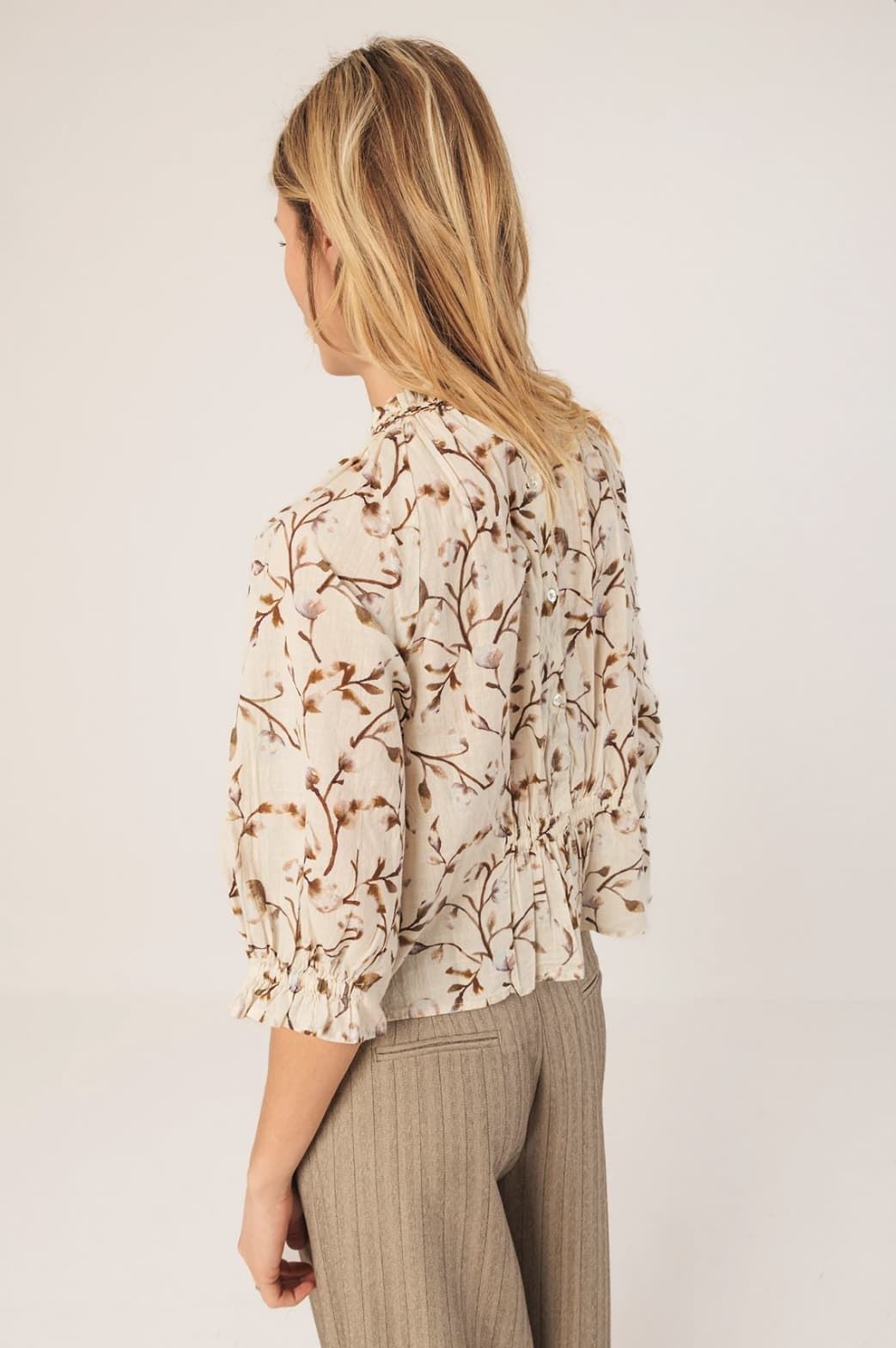 Blusa Indi & Cold engomada algodón BK160 105 marrón - Imagen 2