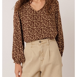 BLUSA IndI & Cold MI140 estampado floral chocolate - Imagen 2