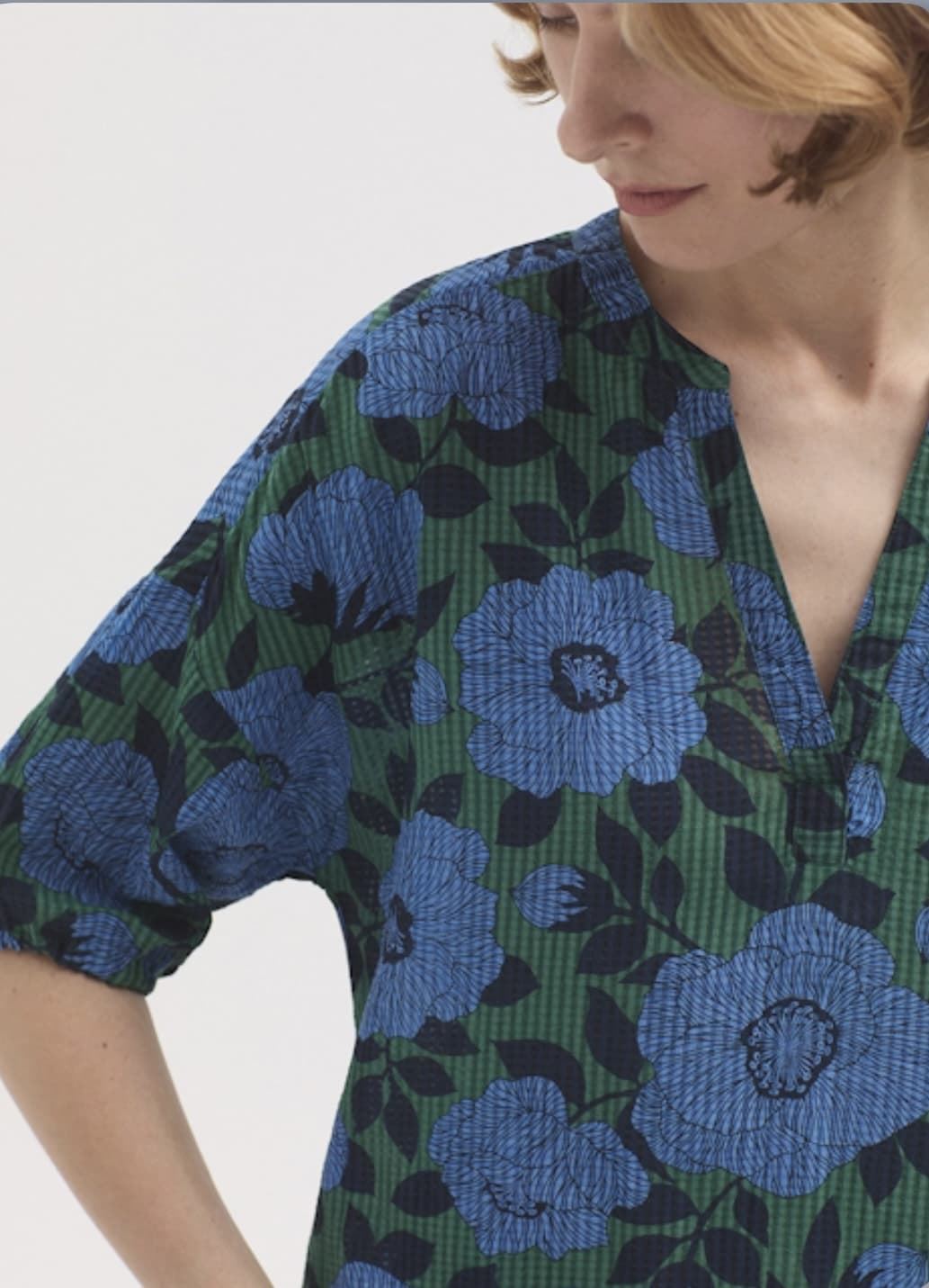 Blusa Nice Things cuadrilla camelia azul - Imagen 2