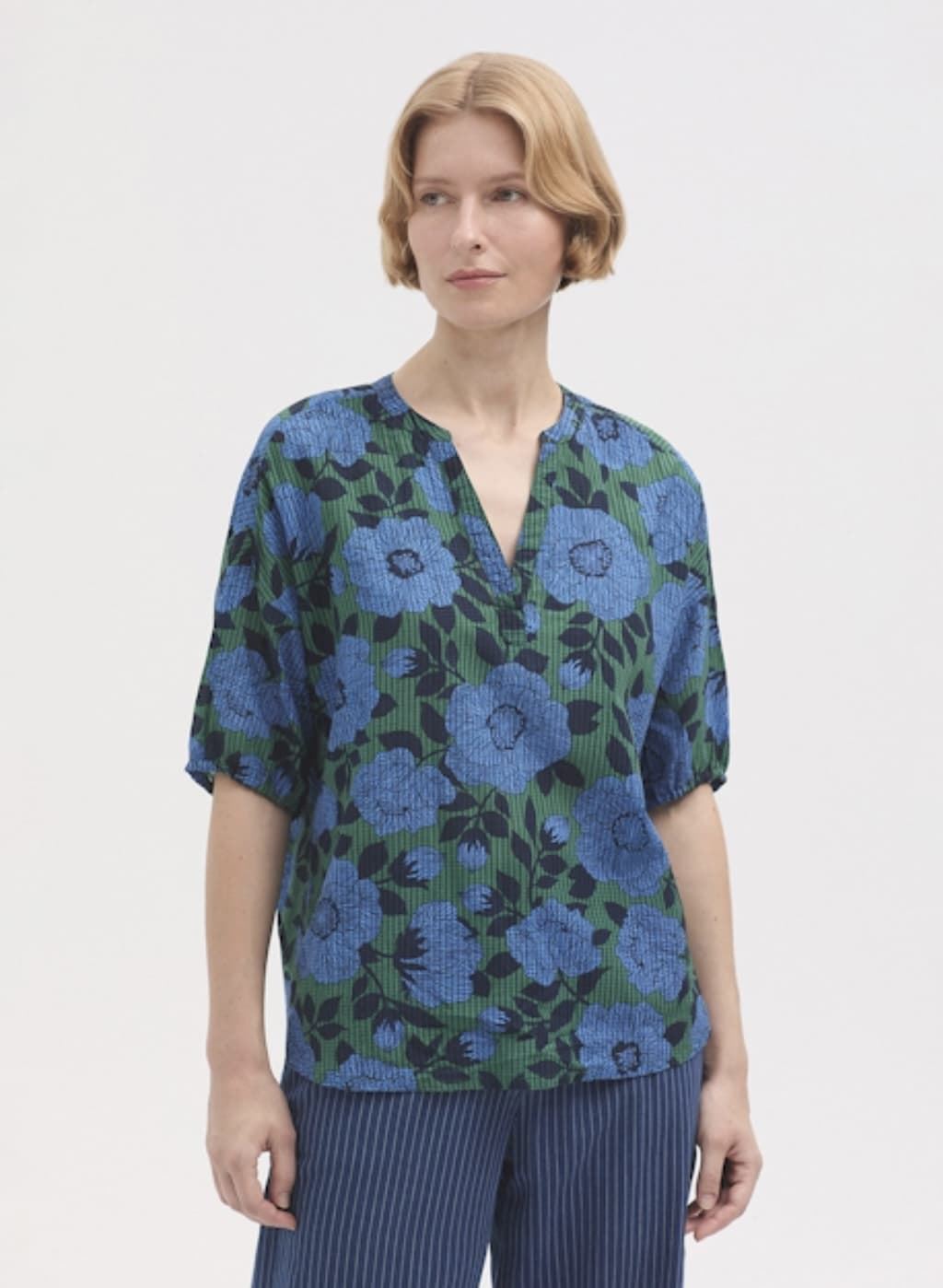 Blusa Nice Things cuadrilla camelia azul - Imagen 4