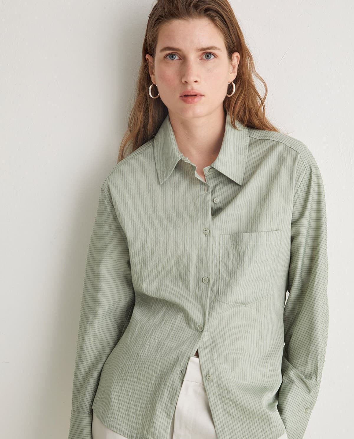 Blusa Yerse 43842 manga larga rayas verde - Imagen 4