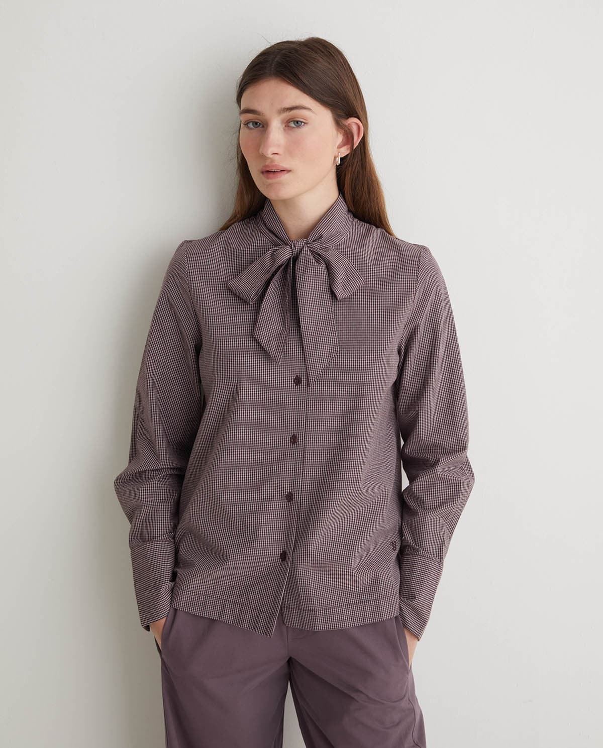 Blusa Yerse 43889 lazo print microcuadros - Imagen 6