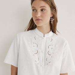 Blusa YERSE algodón y lino BORDADOS REF. 44890 blanco - Imagen 1