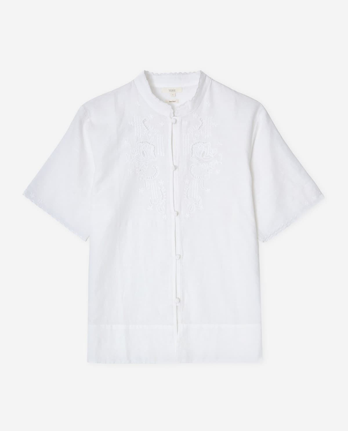 Blusa YERSE algodón y lino BORDADOS REF. 44890 blanco - Imagen 4