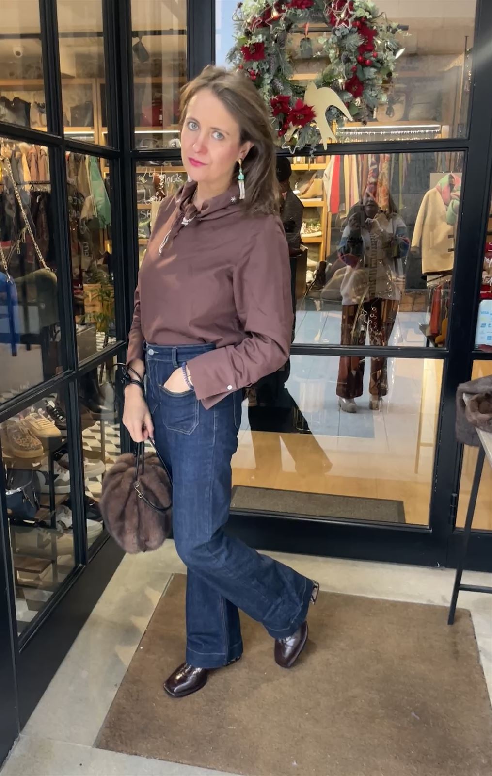 Blusa Yerse cuello extraible marrón chocolate 43864 - Imagen 2