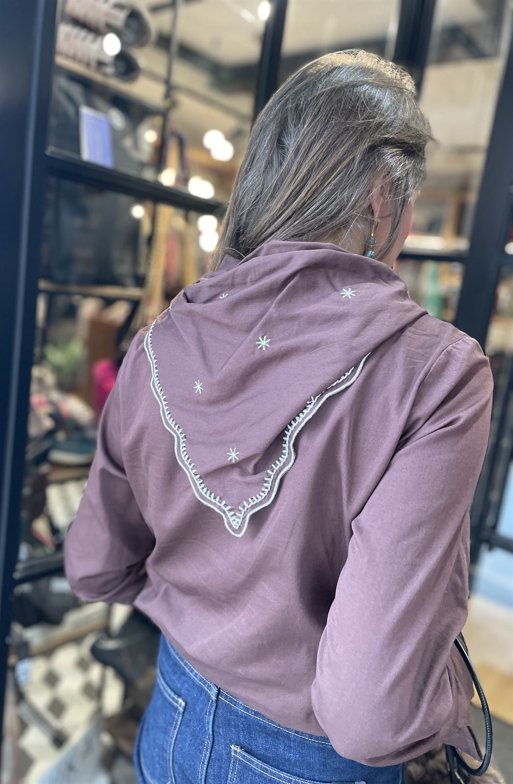 Blusa Yerse cuello extraible marrón chocolate 43864 - Imagen 8