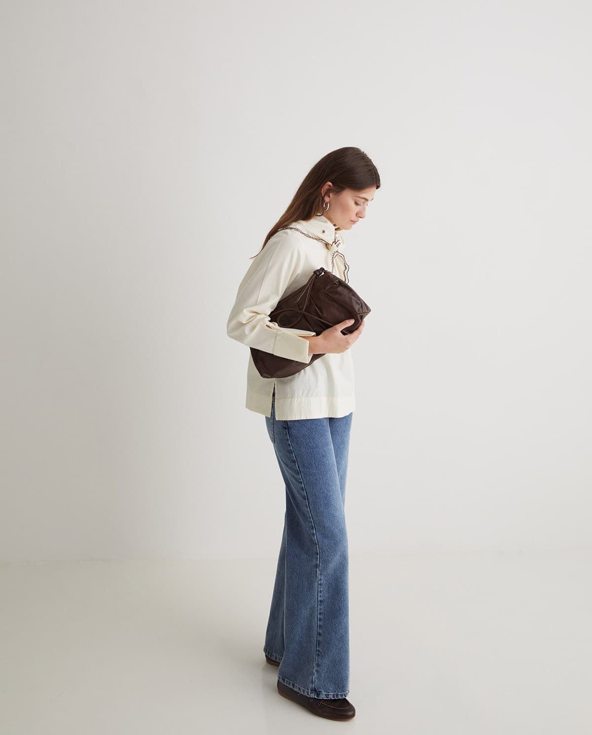 Blusa Yerse cuello extraible marrón crudo 43864 - Imagen 1