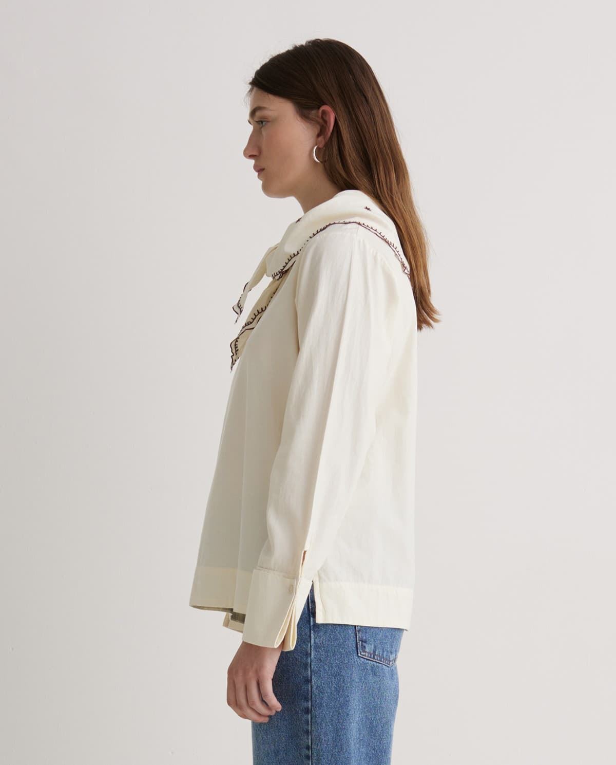 Blusa Yerse cuello extraible marrón crudo 43864 - Imagen 5