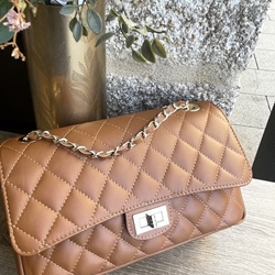 Bolso acolchado piel grande camel - Imagen 1