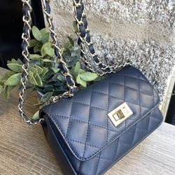 Bolso acolchado piel pequeño azul marino - Imagen 1