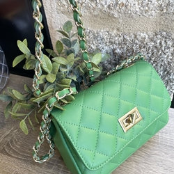 Bolso acolchado piel pequeño verde - Imagen 1