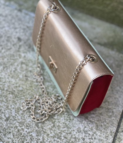 Bolso Angari Manila agua, rojo y dorado - Imagen 1