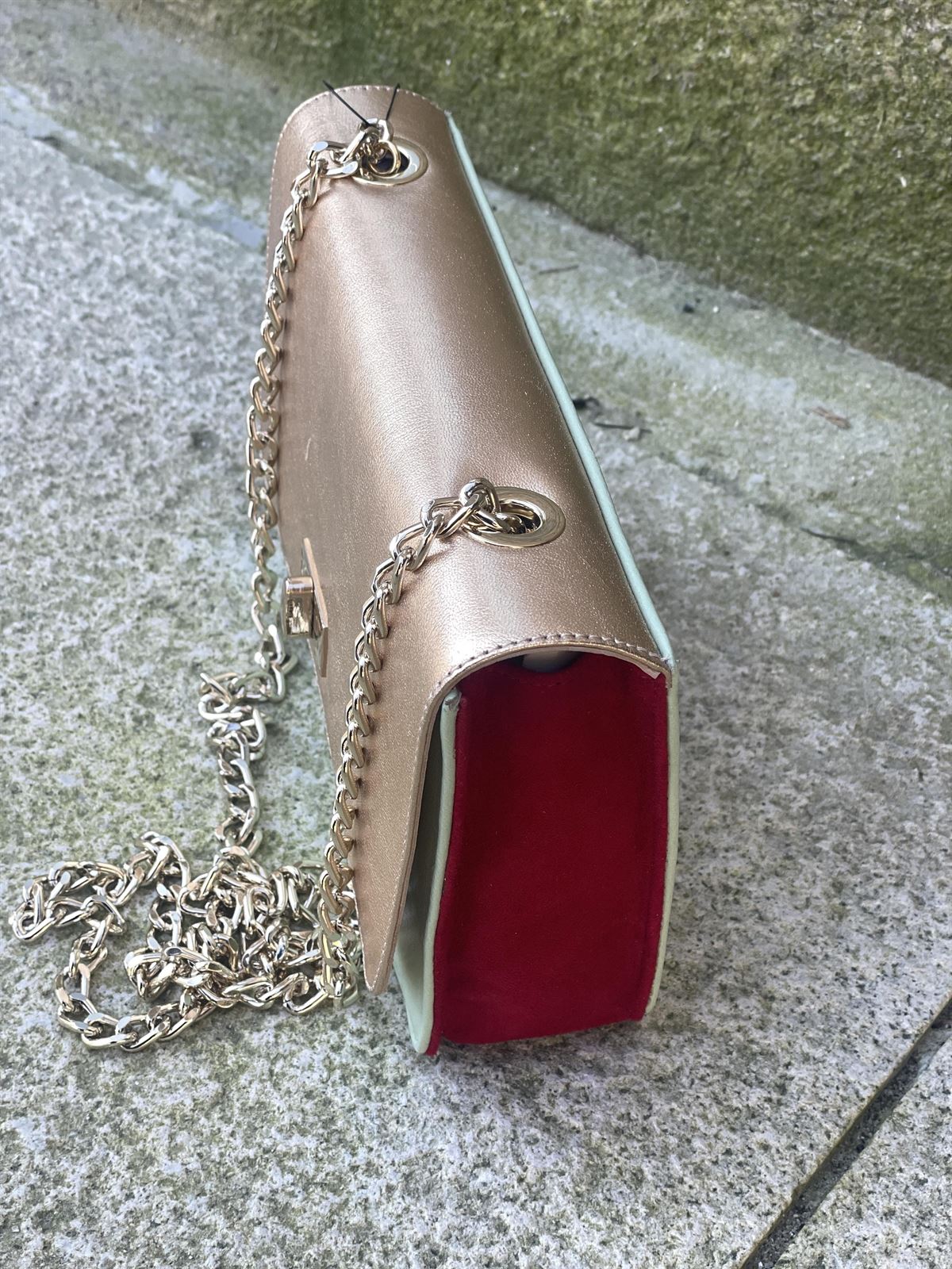 Bolso Angari Manila agua, rojo y dorado - Imagen 2