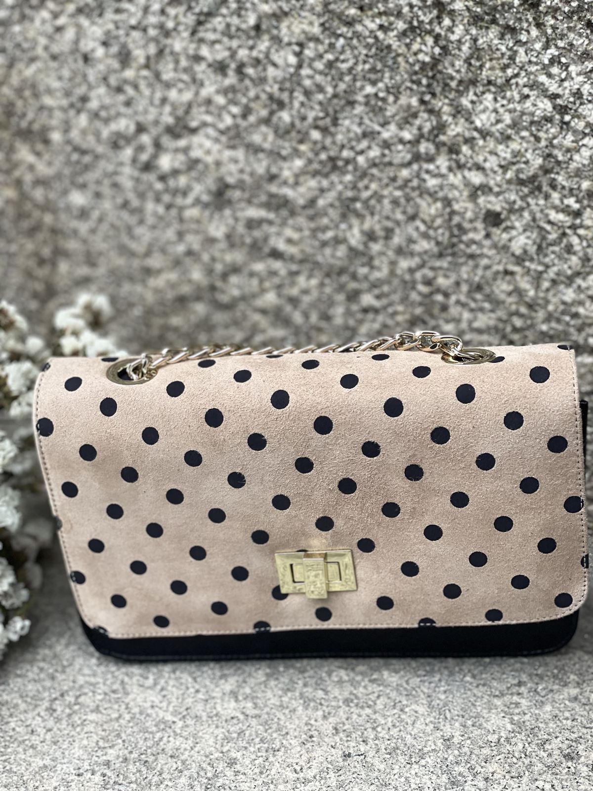 Bolso Angari piel negro lunares - Imagen 1