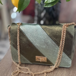 Bolso ante y piel metalizado verdes - Imagen 1