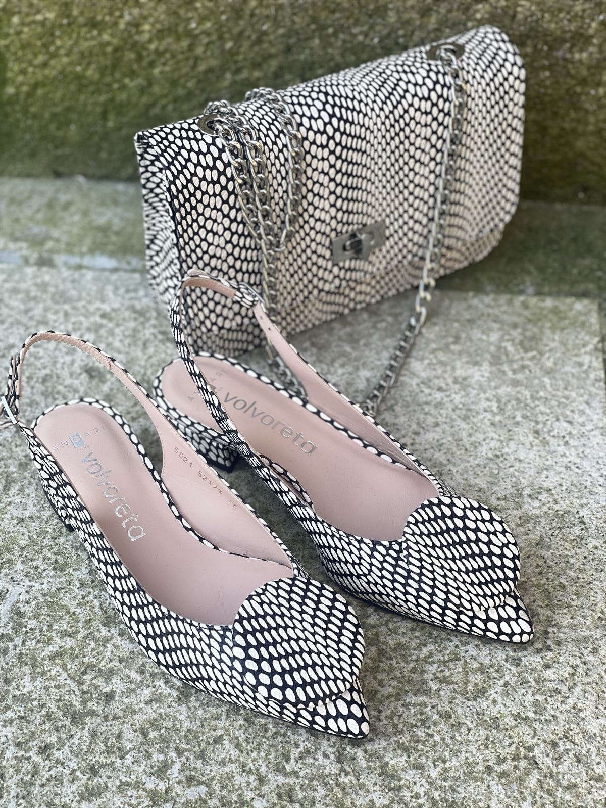 Bolso bandolera Angari 52173-58R perdiz blanco negro - Imagen 6