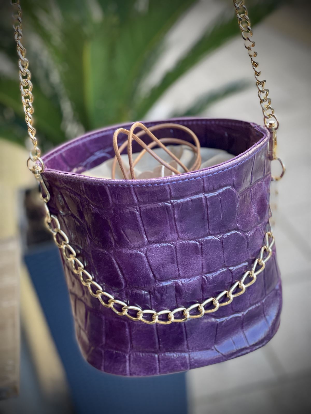 Bolso bombonera redondo coco morado - Imagen 2