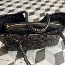 Bolso capazo piel trenzado NEGRO GRANDE - Imagen 2