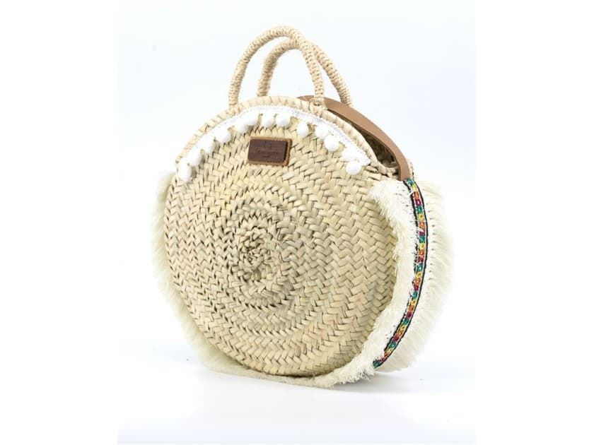 Bolso cesta redondo Palma blanco - Imagen 4