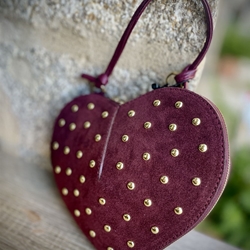 Bolso corazón tachas piel negro - Imagen 1