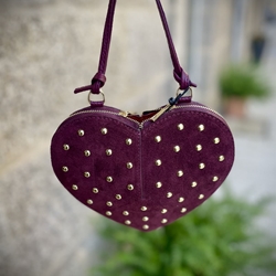 Bolso corazón tachas piel negro - Imagen 2
