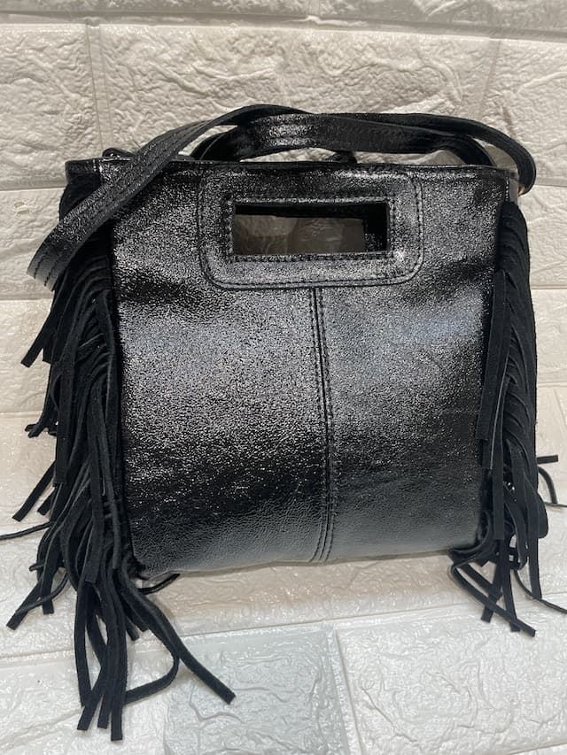 Bolso Flecos Cadena Negro