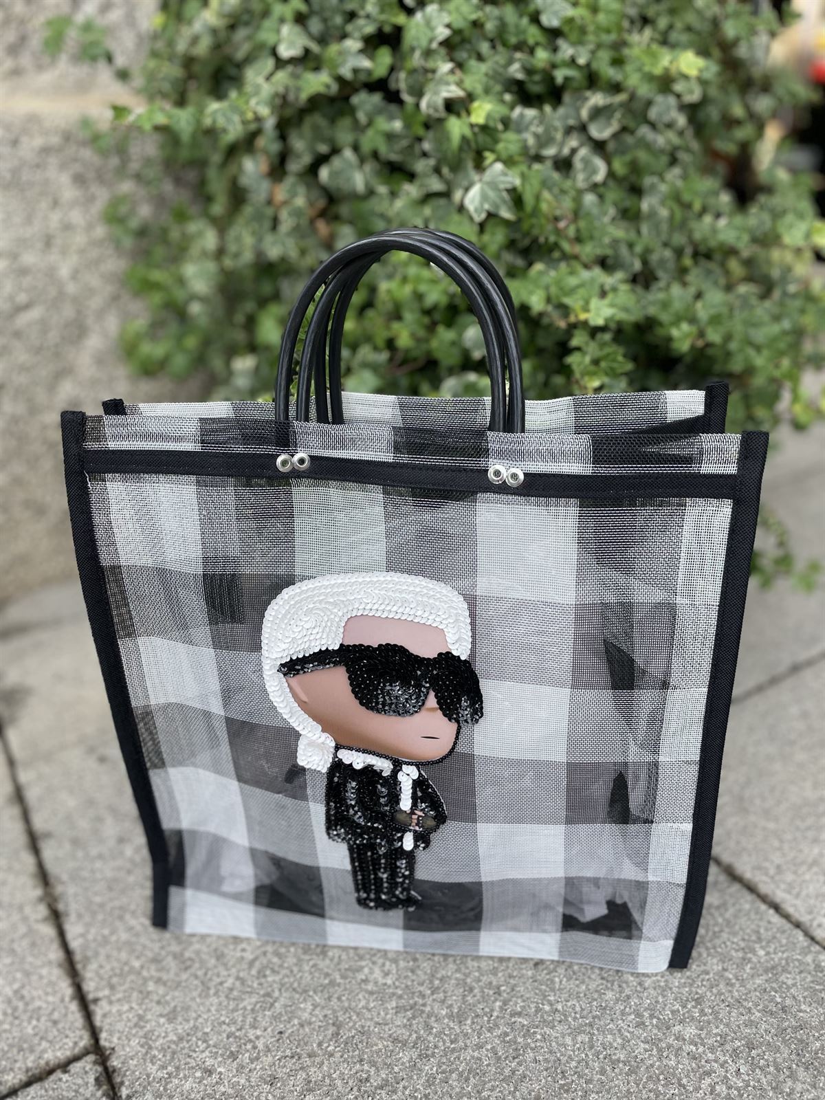 Bolso Karl Lagerfeld cuadros blanco negro - Imagen 1