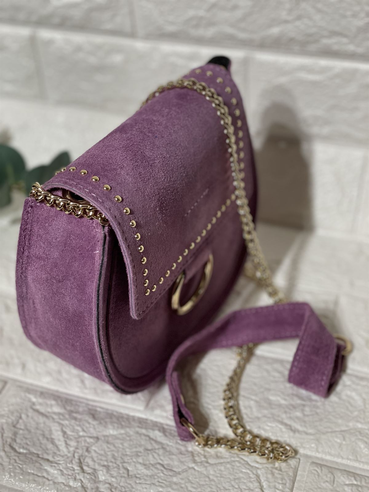 Bolso lila serraje - Imagen 1