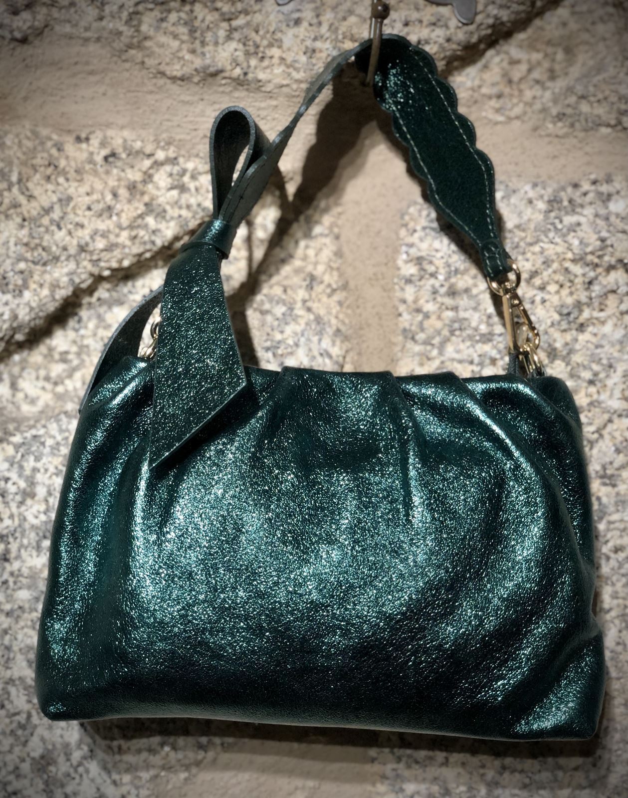 Bolso piel metalizado verde - Imagen 2