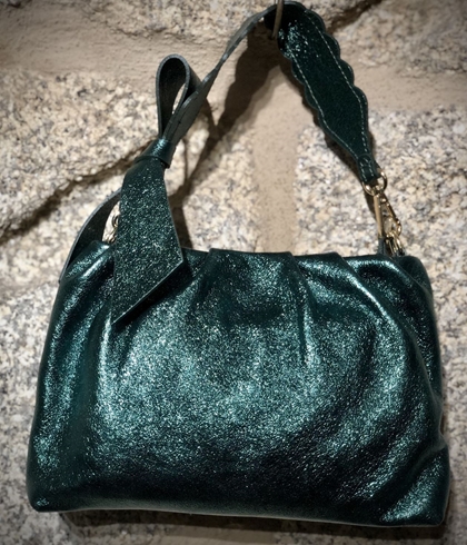 Bolso piel metalizado verde - Imagen 2