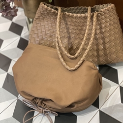 Bolso piel trenzado 2 asas beigge - Imagen 2