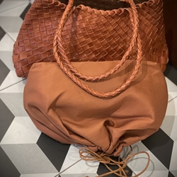 Bolso piel trenzado 2 asas naranja quemado - Imagen 2