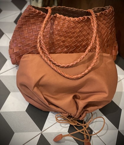 Bolso piel trenzado 2 asas naranja quemado - Imagen 2