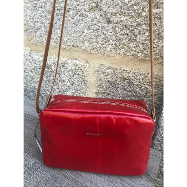 Bolso rojo piel ferchi - Imagen 1