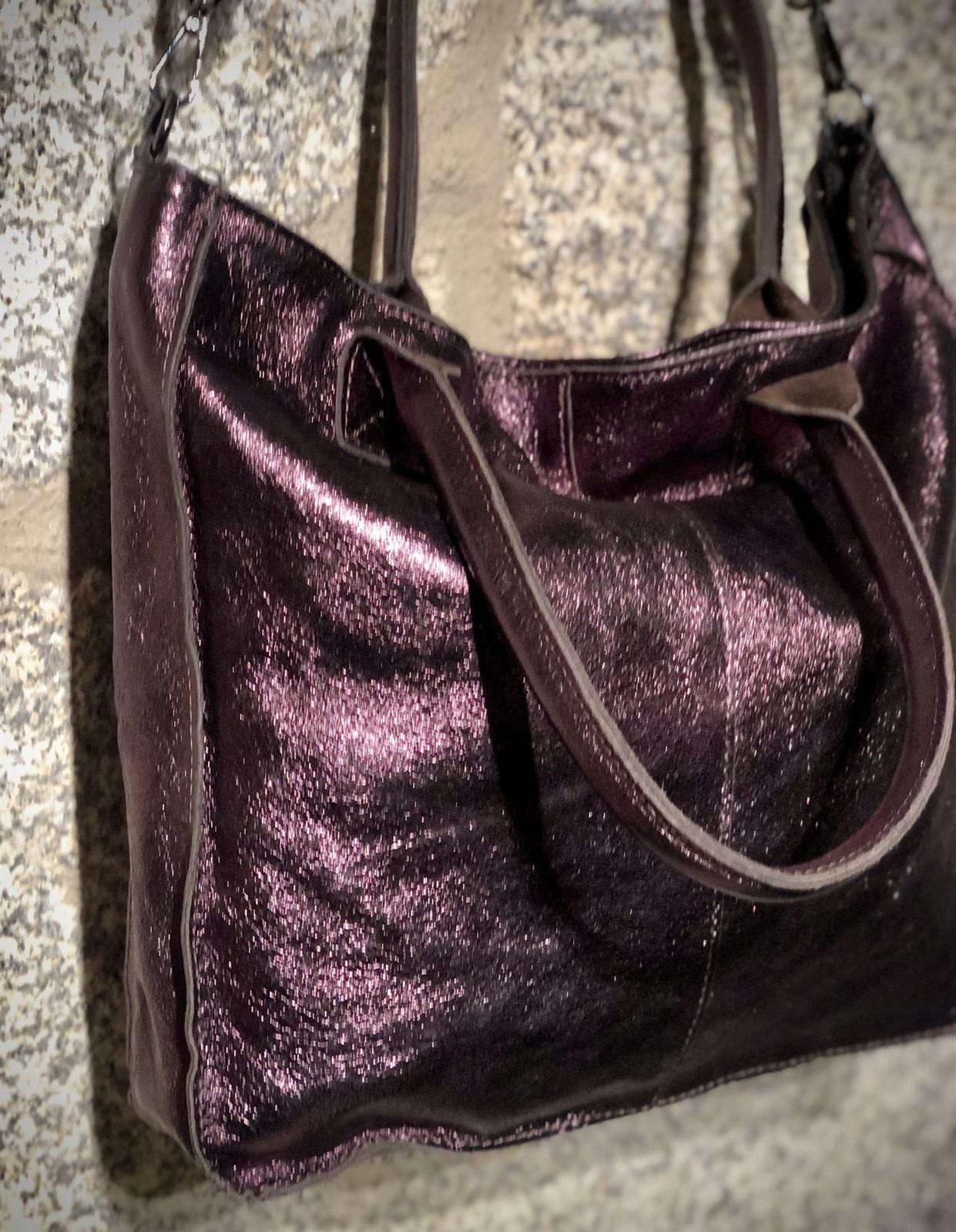 Bolso shopper metalizado marrón - Bolsos