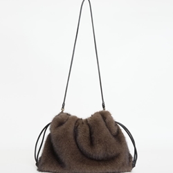 Bolso Yerse de hombro efecto pelo marrón chocolate - Imagen 2